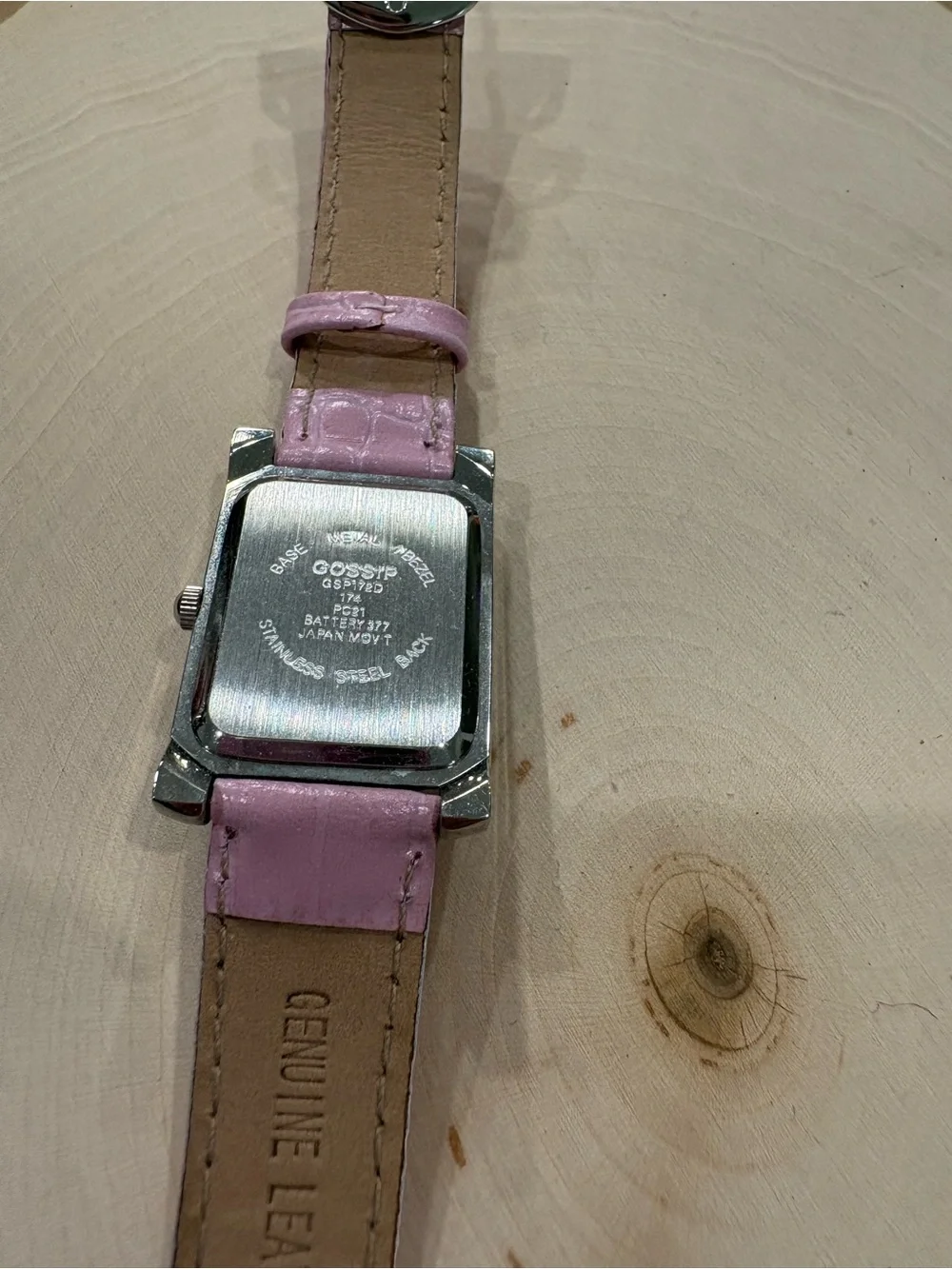 Gossip pink genuine leather wrist watch VGUC will need new battery